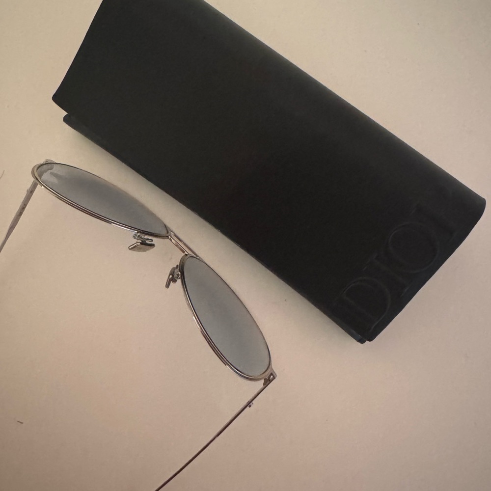 Dior Monogram Blue Lens Aviator Sunglasses with Case - Picture 9 of 10